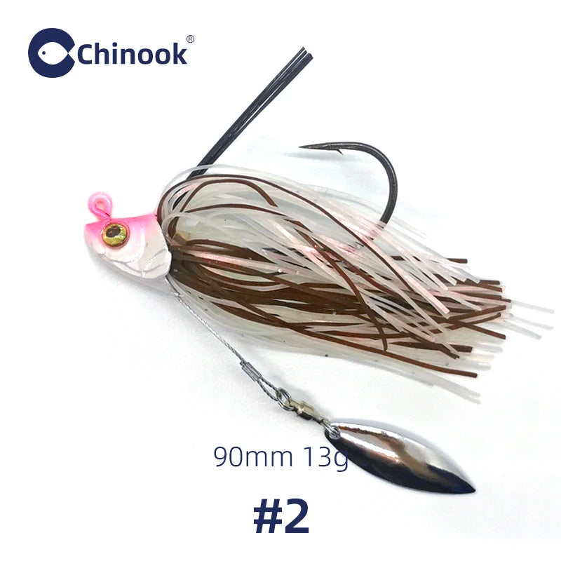 1PCS 13g Metal Jig, Bass Jig, Spinner Bait, Silicone Skirt