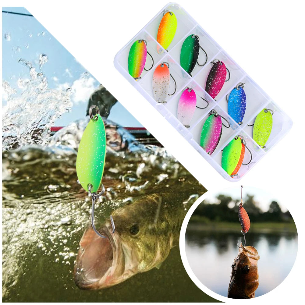 12Pcs  Spoon  Trout Bait with Single Hook  for Freshwater- Saltwater