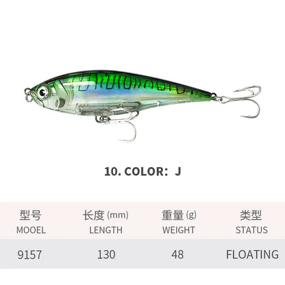 130MM 48G Pencil Fishing Lures 3D Inshore -- Hard, Floating Wobblers for Twitch Fishing