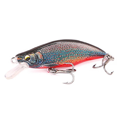 B&U Minnow Fishing Lure- Trout Pattern- Hard Bait, Assorted with Sharp Treble Hooks, Freshwater Lures for Bass, Trout, Pike