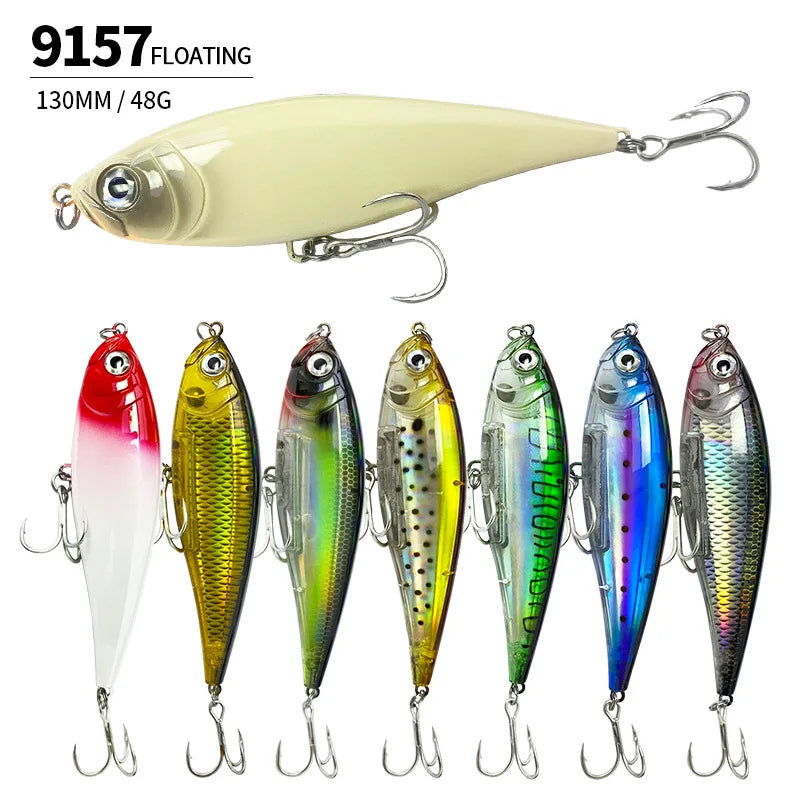 130MM 48G Pencil Fishing Lures 3D Inshore -- Hard, Floating Wobblers for Twitch Fishing