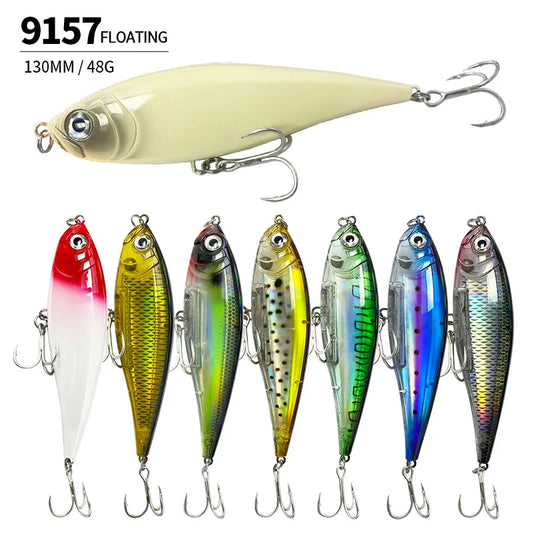 130MM 48G Pencil Fishing Lures 3D Inshore -- Hard, Floating Wobblers for Twitch Fishing