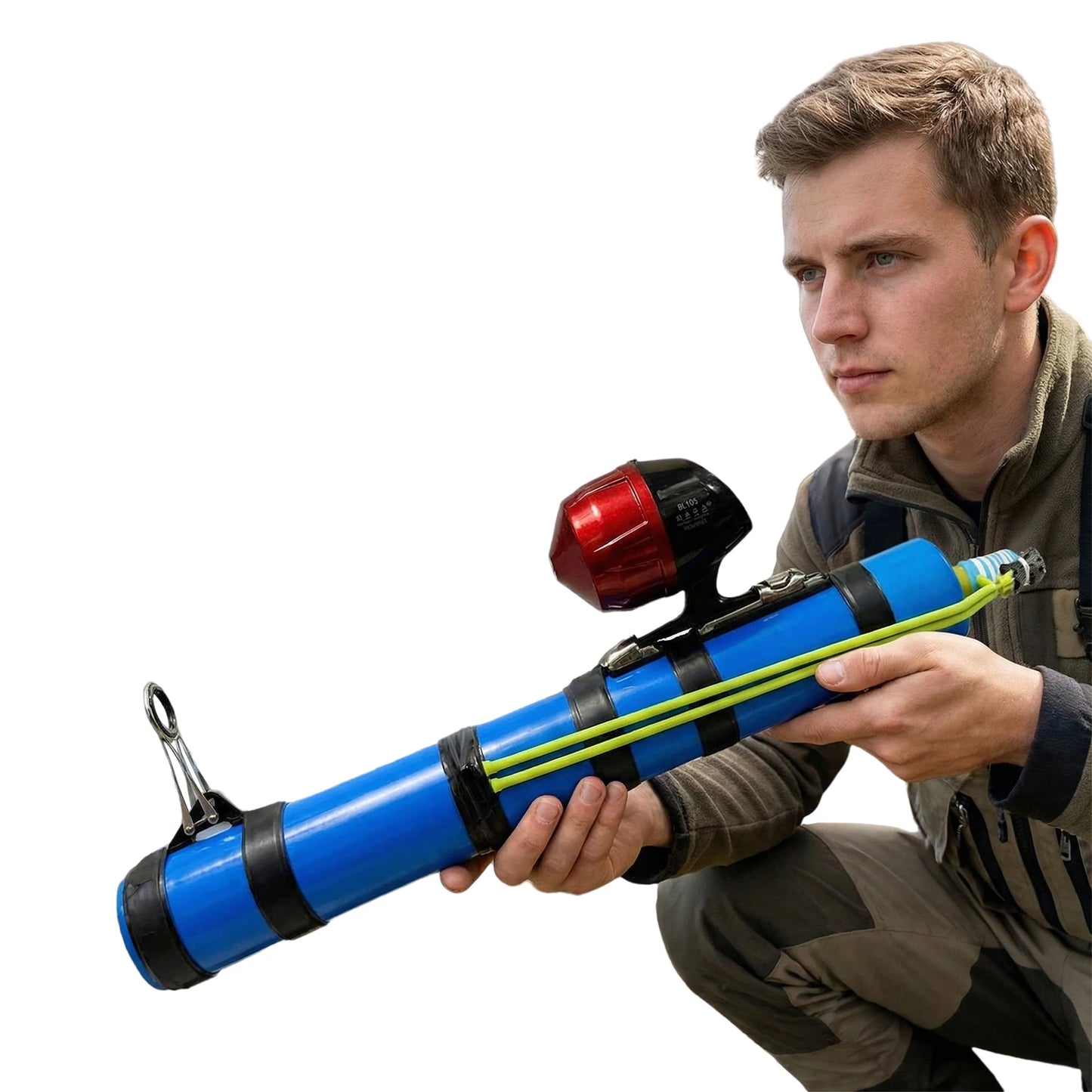 Compact Fishing Catapult, Rod Holder, Reusable Precise Lure Launcher- Fish Bait Launching Equipment for Bass ,Trout, Catfish or Saltwater