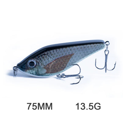 Hanlin Glide/Jerk-bait 75/90/120/150/mm 
FOR BASS, WALLEYE, PIKE, MUSKY, STEELHEAD, SALMON, CATFISH, STRIPERS & INSHORE SPECIES LIKE DRUM, SNOOK, SPECKLED TROUT