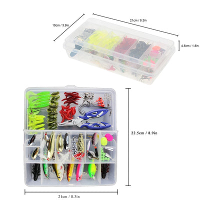 132PCS Fishing Lures/ Tackle- Mixed Hard Baits, Soft Baits, Popper, Crankbait, VIB, Topwater & Floating Fishing Lures- Hooks / Fishing Kit