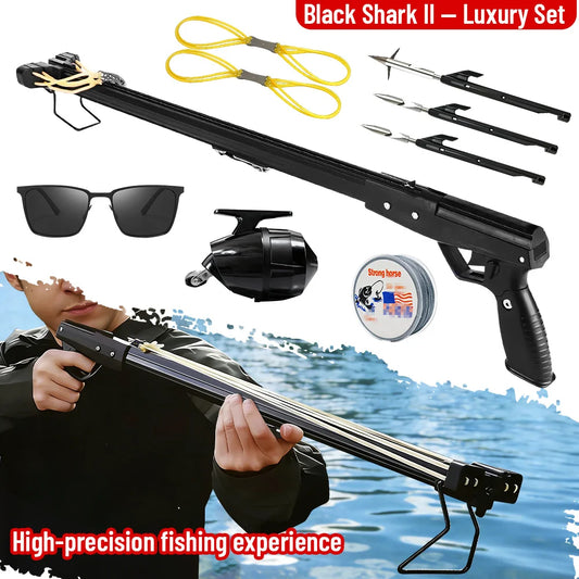Fishing Slingshot Rod with Reel- Long Distance Fishing Tool - Aluminum- Outdoor Adult Fishing Device