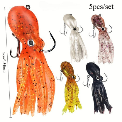 Ackibbik 5pcs Saltwater Squid Skirt- Soft Fishing Lure with Skirt Tail -Lingcod, Rockfish Jigs