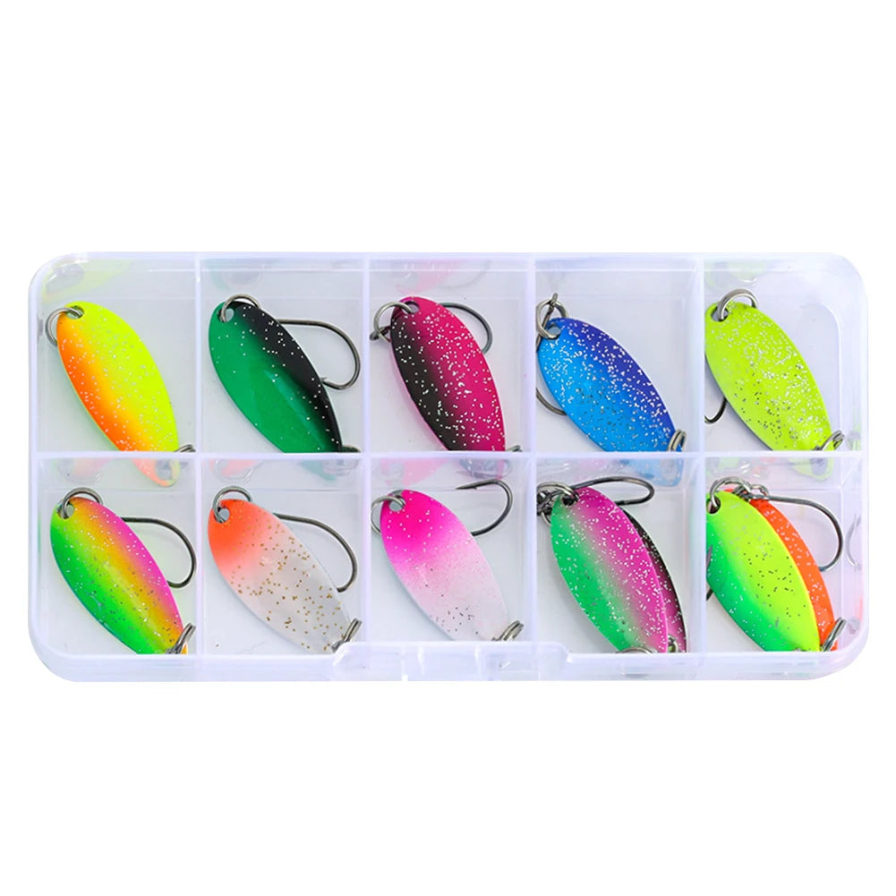 12Pcs  Spoon  Trout Bait with Single Hook  for Freshwater- Saltwater