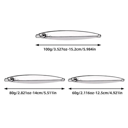 Jigging Lure 60g 80g 100g Long Casting, Hard Bait for Sea Bass, Big Gamefish