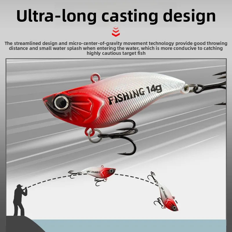 10Pcs Plastic VIB Fishing Lure- Rattling, Vibrating Hard Lure Kit- Bass ,Trout, Walleye, Pike