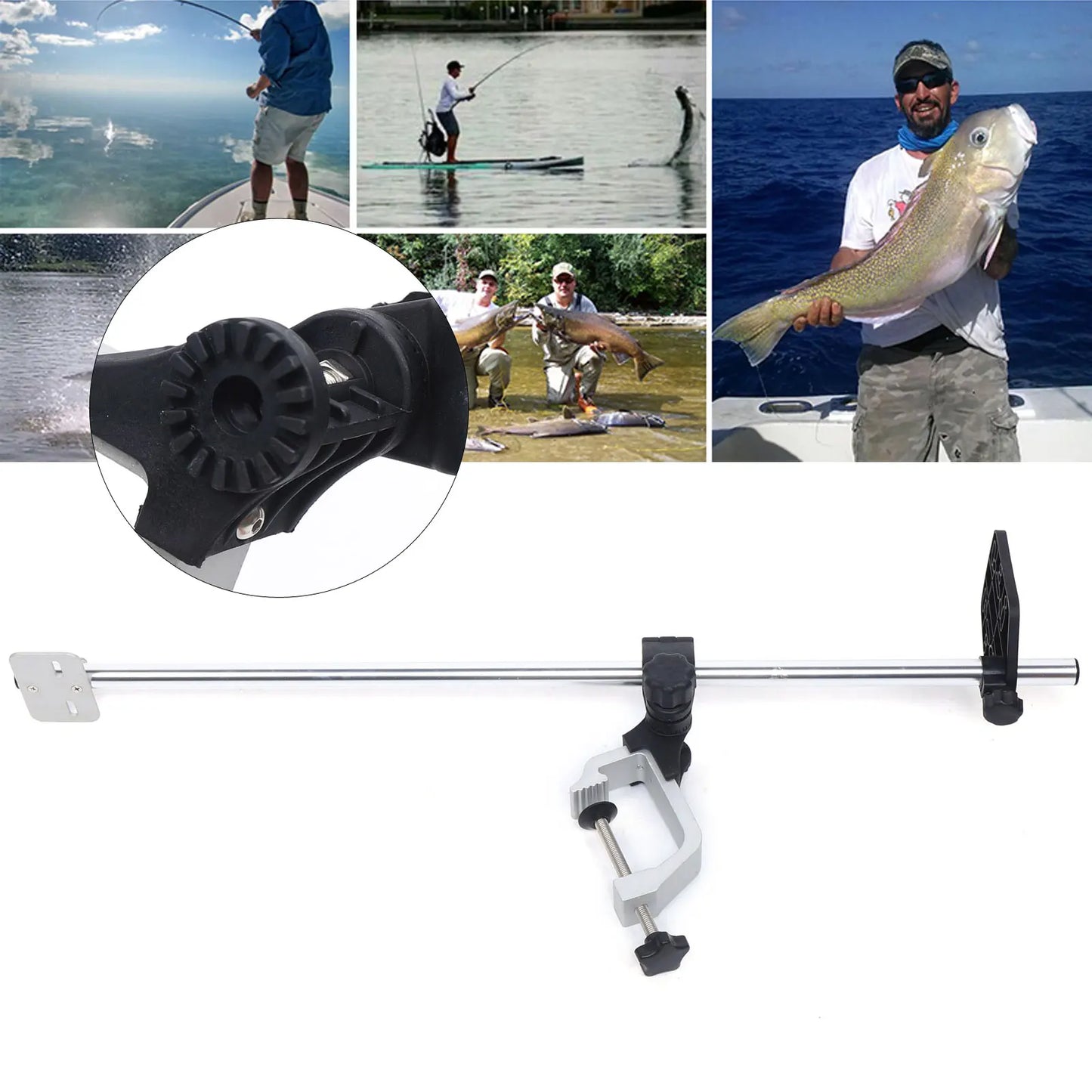 Universal 360° Rotatable Portable Transducer & Fishfinder Mounting Bracket for All Boats, Kayaks – Lightweight, Adjustable