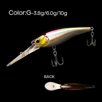 LETOYO Suspending Minnow 3.8g 6g 10g 0-4m  Deep Diving- BASS, PIKE, TROUT, WALLEYE