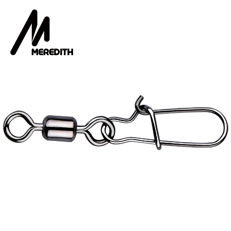 MEREDITH Fishing Connector 50PCS/Lot 2# 4# 6# 8# 10#  Bearing  Swivel, Stainless Steel With Snap