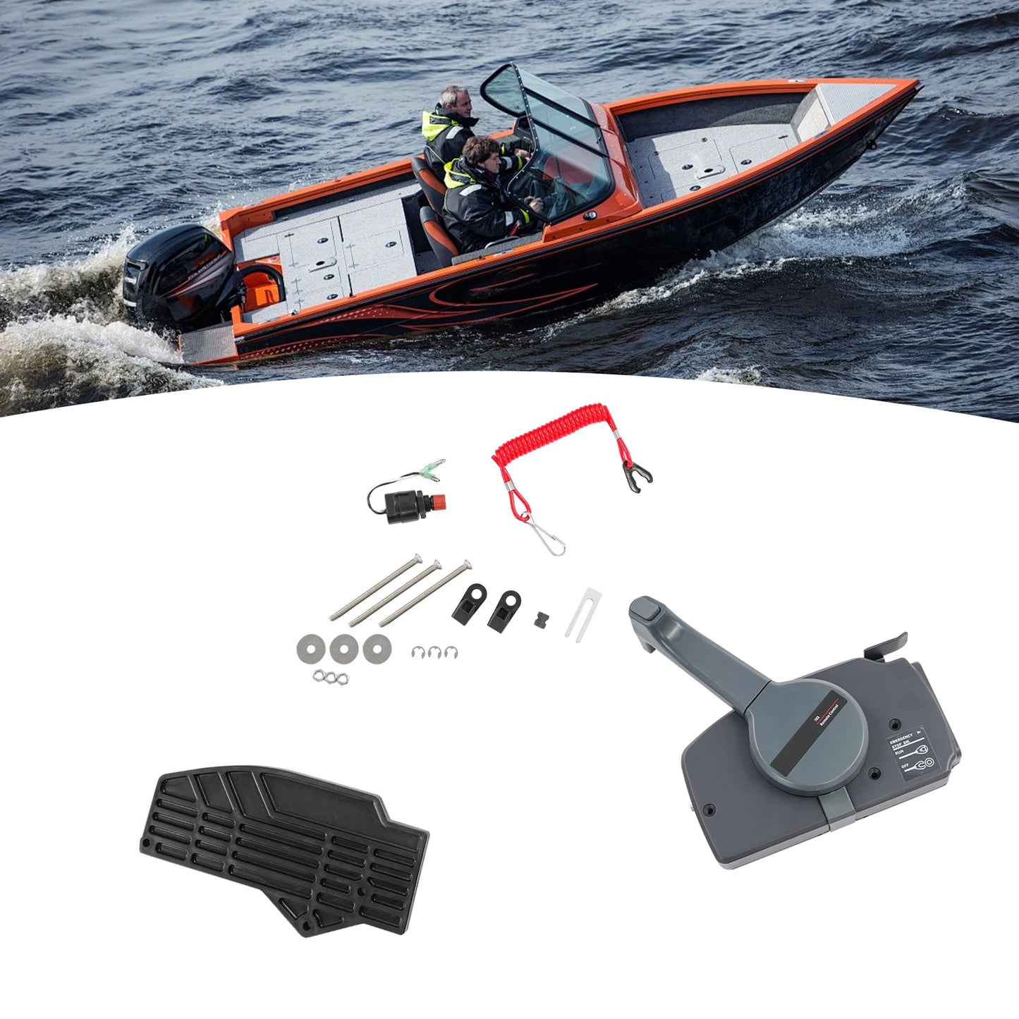 Outboard Remote Control Box Side Mount Outboard Motor Easy Operation Safety Guard For Small Fishing Boats Recreational