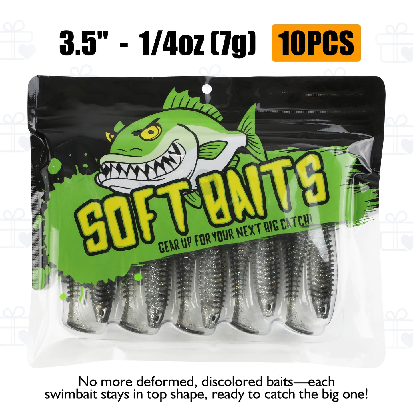 Paddle Tail Swimbaits 10/16/20PCS- for Trout, Crappie, Walleye, Bass Fishing (Black)