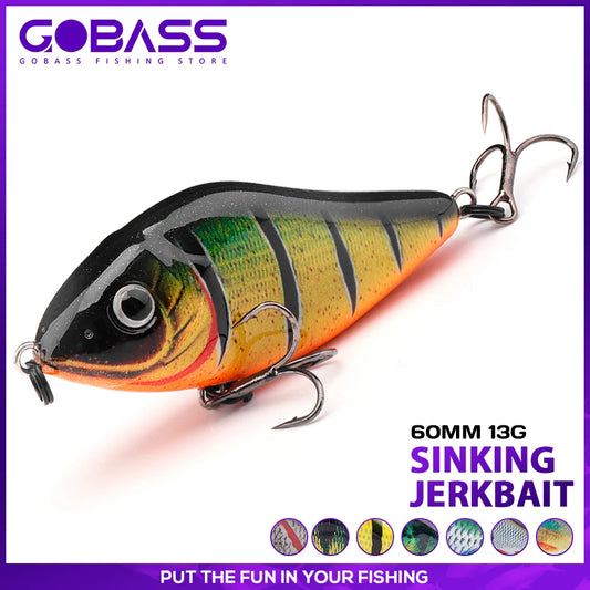 GOBASS Sinking Jerkbait- VIB Lure 60mm 13g Rattlin' Lipless Crankbait/ for BASS, PIKE, WALLEYE, TROUT, SALMON- INSHORE GAMEFISH