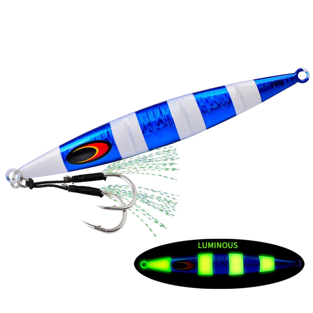 30g/60g/100g/150g/200g Fast Sinking Jigging Lure- Laser Coating- Luminous Jig for Trolling/ Jigging-TUNA, WAHOO ,MAHI/DORADO, KINGFISH, AMBERJACK, &ALL BOTTOM FEEDERS