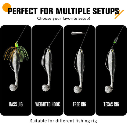 Paddle Tail Swimbaits 10/16/20PCS- for Trout, Crappie, Walleye, Bass Fishing (Black)