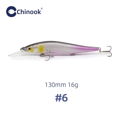 Chinook 130mm16g Minnow Jerkbait, Depth 2-3m Suspending Fishing Lure ,aka: Vision110