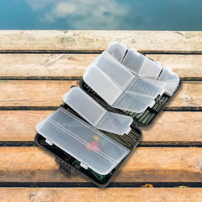 277Pcs  Fishing Accessories with Storage Box, Carp Fishing Rigs, Assortment Rust Proof Swivels, Terminal Rigs for Bass Trout and more