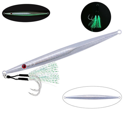 1pcs PELAGIC & BOTTOM FISH Jig - Fast Sinking And Slow Shaking, Luminous, Iron Plate 100g