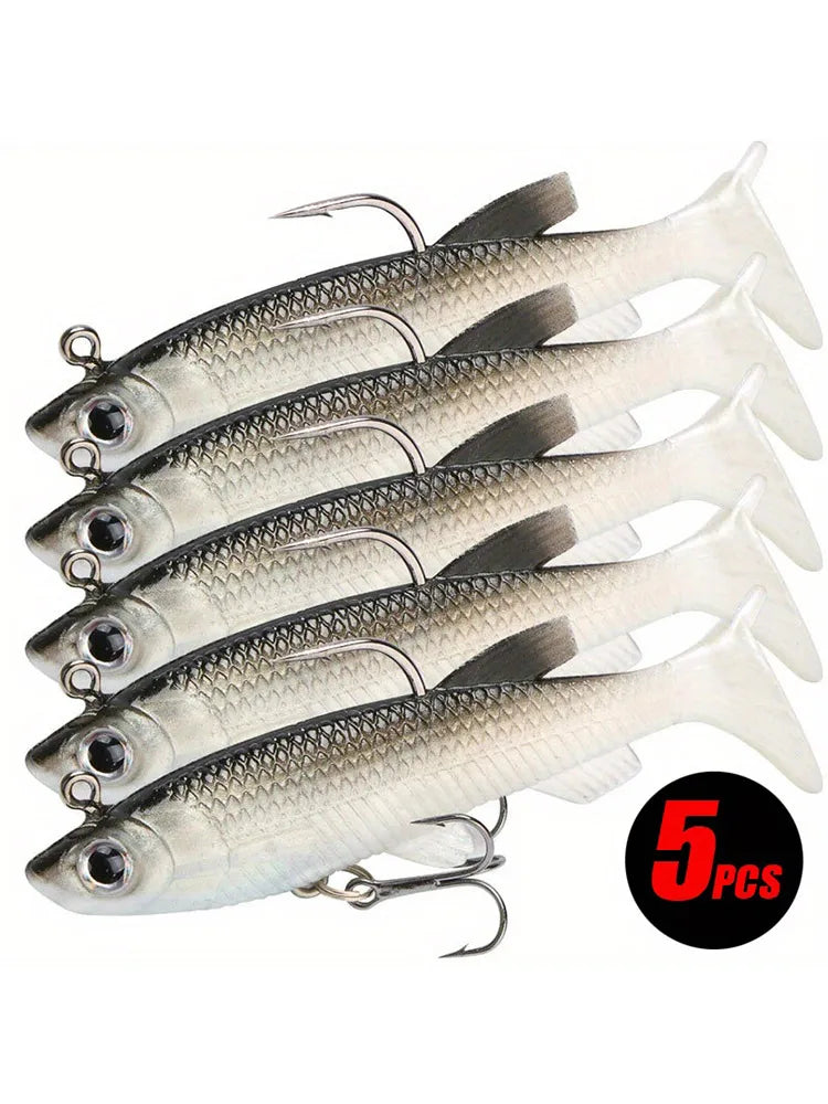 5Pcs Realistic Soft Bait-8Cm Swim-Bait-High-Quality Sharp Hooks- for Freshwater/Saltwater PREDATORS