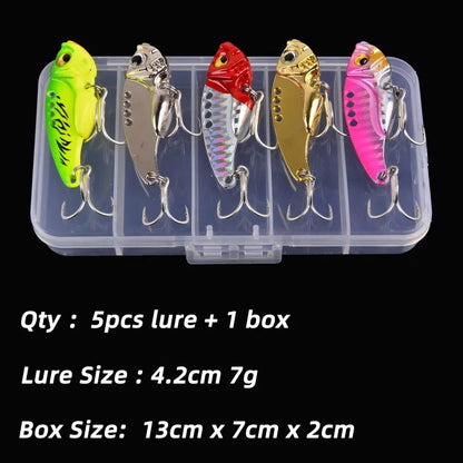 Aorace 5pcs/box Metal VIB 3/7/10/15/20g Fishing Lure, Vibration Spoon, BLADE-BAITS/ VIB Tackle
