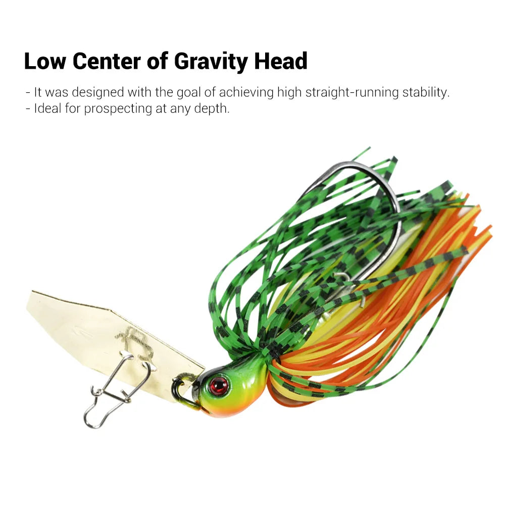 Noeby Chatterbait 10.5g 14g 21g 28g 35g Bladed Jig with Needle Stinger Hook, for Bass, Pike and ALL PREDATORS
