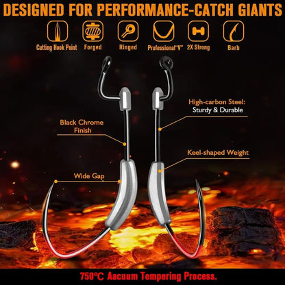 Dovesun 15PCS Weighted Swimbait Hooks EWG Hooks for Bass Fishing
