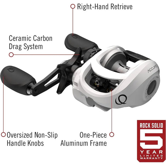Accurist Baitcast Fishing Reel Size 100, with Oversized NonSlip Handle, and Continuous AntiReverse Clutch, HeavyDuty