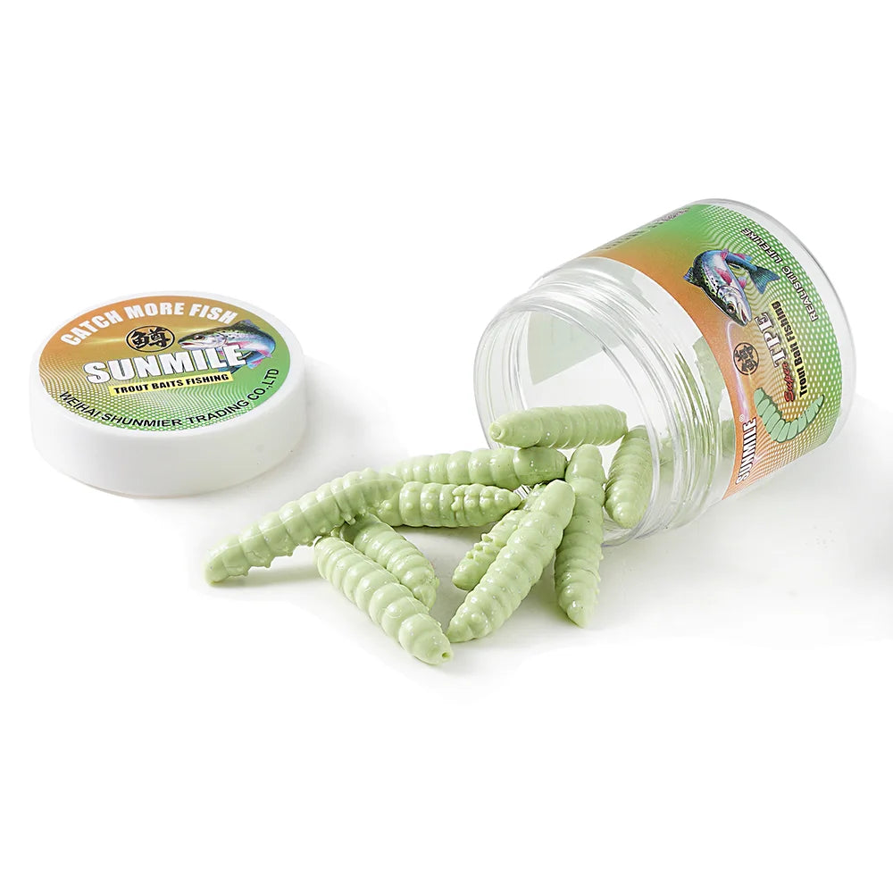 SUNMILE 12pcs Meal-Worm lures 4cm, Silicone Trout Baits--work REALLY well on PANFISH too! All SPECIES