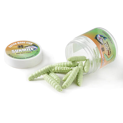SUNMILE 12pcs Meal-Worm lures 4cm, Silicone Trout Baits--work REALLY well on PANFISH too! All SPECIES