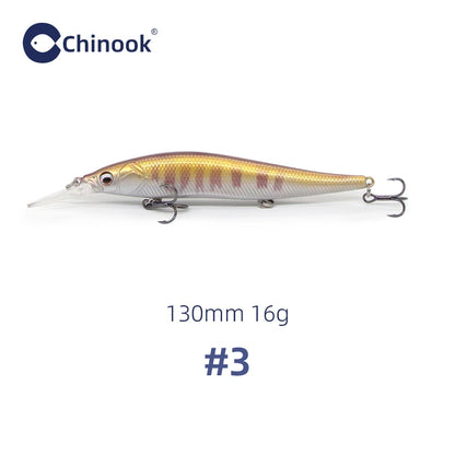Chinook 130mm16g Minnow Jerkbait, Depth 2-3m Suspending Fishing Lure ,aka: Vision110