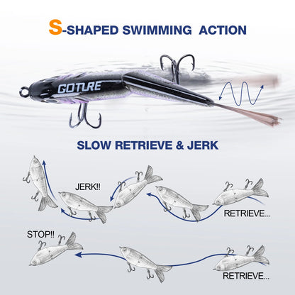 Goture MultiJointed Swimbait- 7.5g, 4pcs/set, Lifelike 3D Eyes- Hard, Mult-Jointed Swimbait
