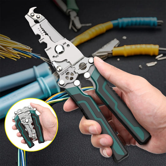 Multifunctional Foldable Wire Stripper, High-Hardness Cutting Edges, Crimper Cable, Cutter Plier