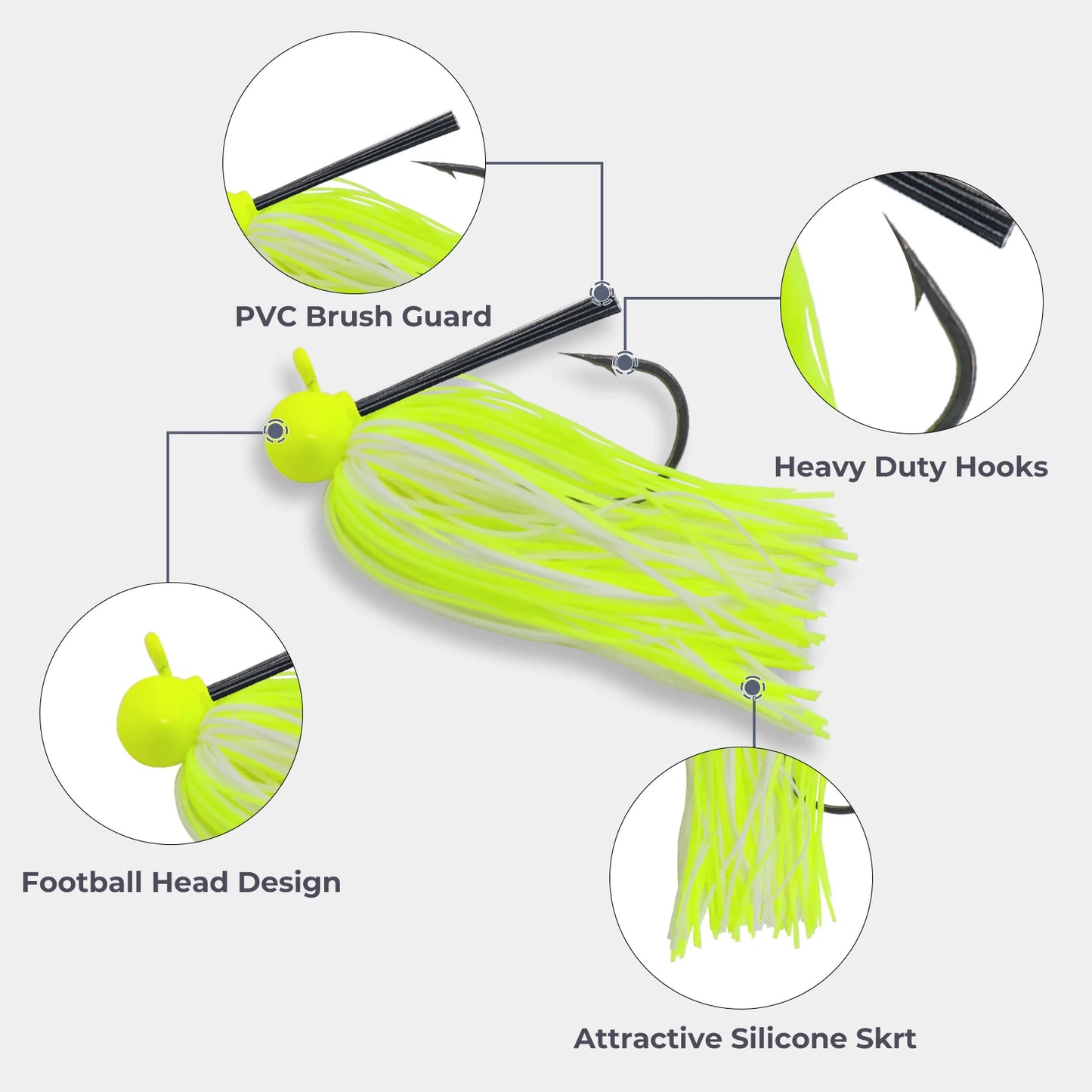 9KM Chatterbaits,  PVC Blades , Football Jig ,Silicone Skirts, Weedless Jig Head for Bass Fishing