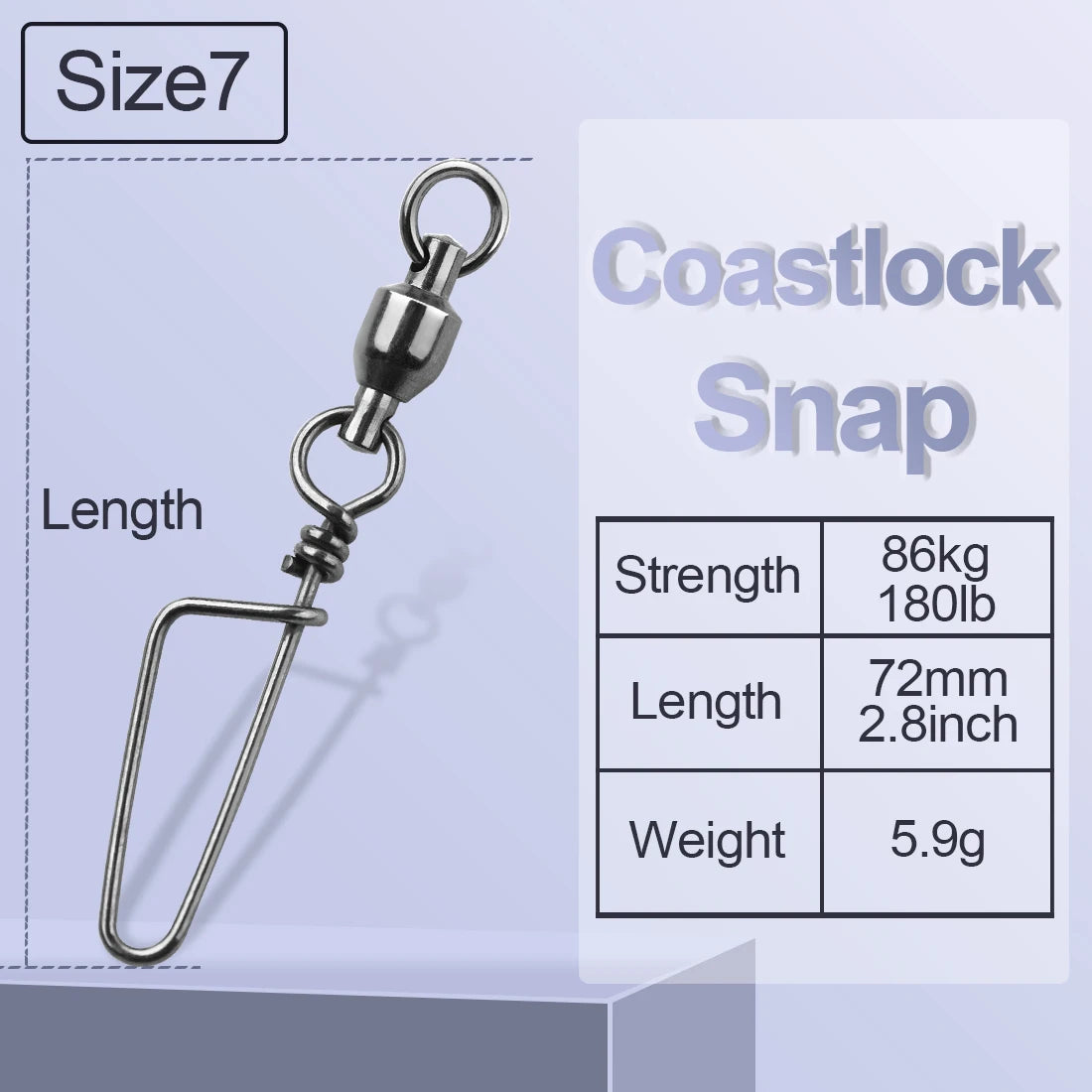 FishTrip Fishing Snap Swivels, Ball Bearing Swivels with Stainless Steel Coastlock Snap- Corrosion Resistant Black Nickel Coating