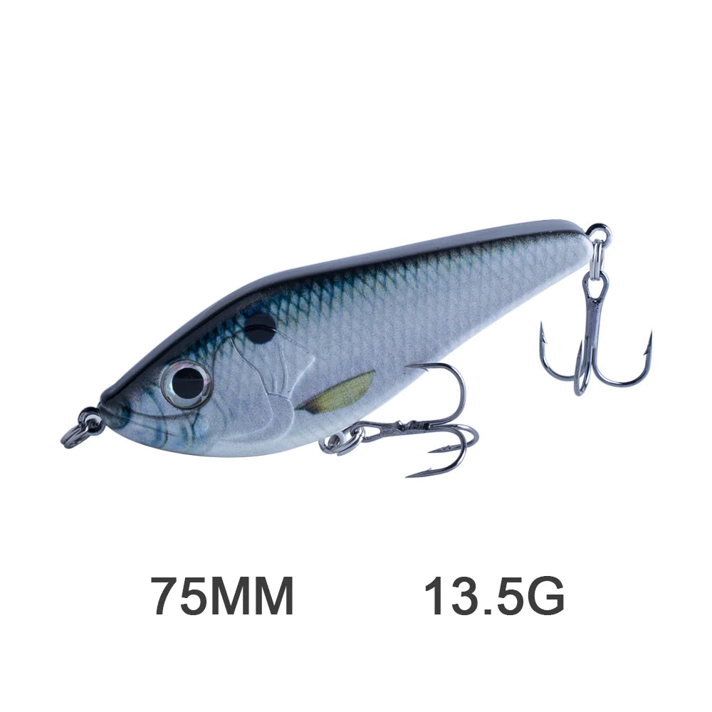 Hanlin Glide/Jerk-bait 75/90/120/150/mm 
FOR BASS, WALLEYE, PIKE, MUSKY, STEELHEAD, SALMON, CATFISH, STRIPERS & INSHORE SPECIES LIKE DRUM, SNOOK, SPECKLED TROUT
