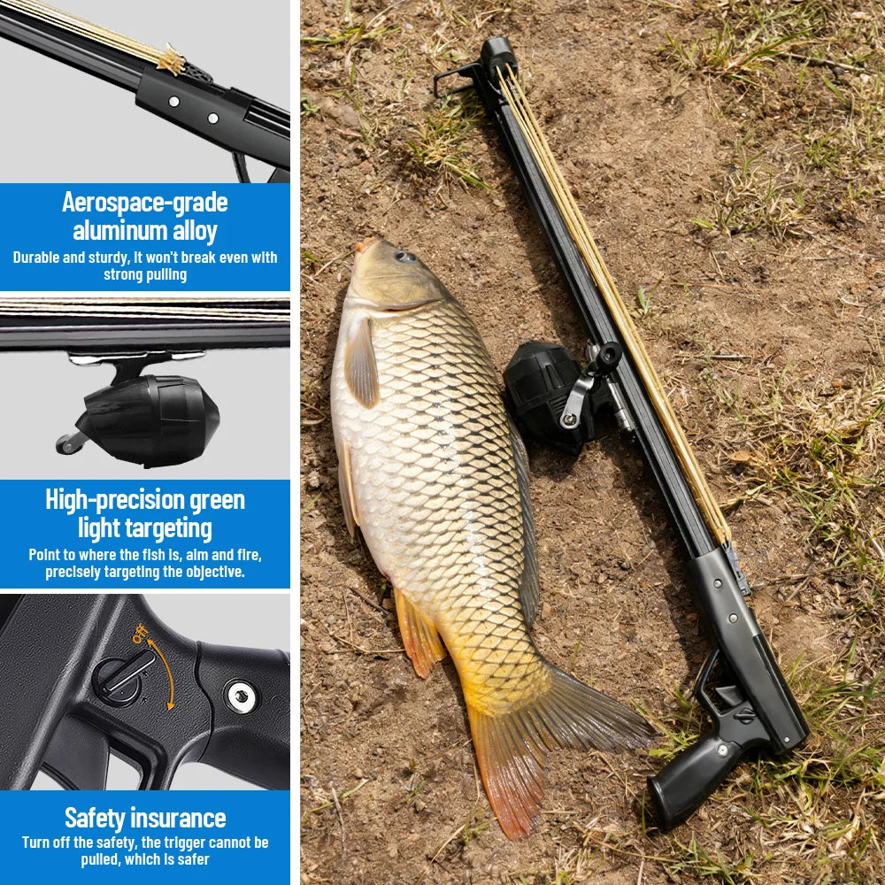Fishing Slingshot Rod with Reel- Long Distance Fishing Tool - Aluminum- Outdoor Adult Fishing Device