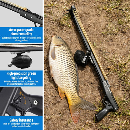 Fishing Slingshot Rod with Reel- Long Distance Fishing Tool - Aluminum- Outdoor Adult Fishing Device