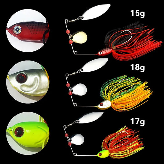 Bazooka 15g 18g Spinnerbait with JIG Skirt For Bass, Pike