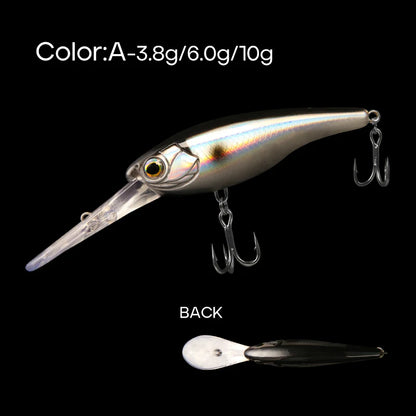 LETOYO Suspending Minnow 3.8g 6g 10g 0-4m  Deep Diving- BASS, PIKE, TROUT, WALLEYE