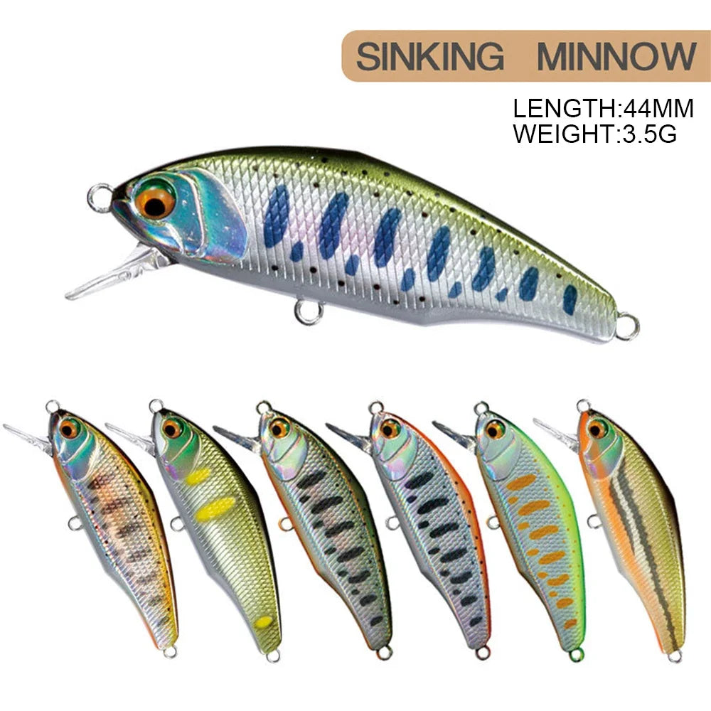New 44mm, 3.5g Smith Sinking Minnow Fishing Lures , Artificial Jerkbaits - Bass, Trout, Walleye, Pike Fishing