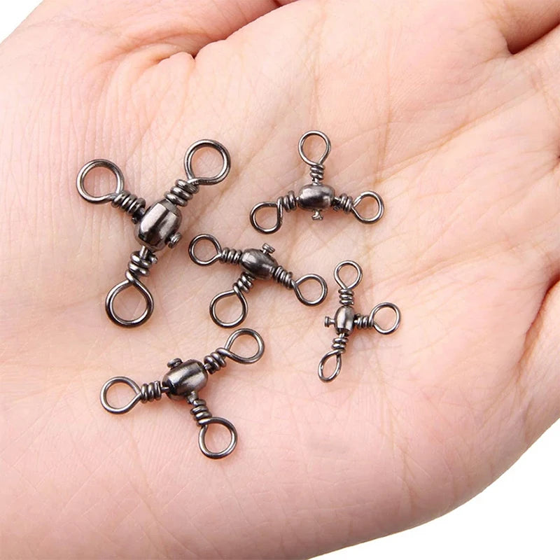 50PCS/Bag Fishing Accessories Black Nickel T-Swivel, for 3-Way Rigging