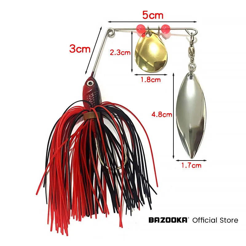 Bazooka 15g 18g Spinnerbait with JIG Skirt For Bass, Pike