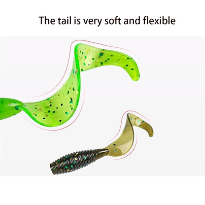 20PCS Silicone Grub 35mm 50mm 60mm 70mm Soft Lure Single Curly Tail Worm-- Bass, Carp, Trout, Walleye, Pike, and all predators