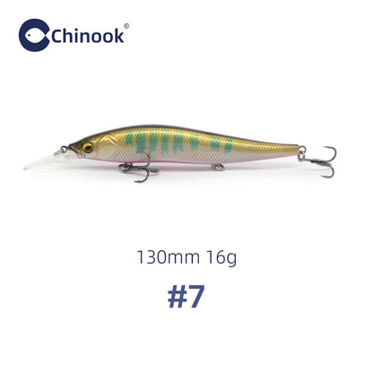 Chinook 130mm16g Minnow Jerkbait, Depth 2-3m Suspending Fishing Lure ,aka: Vision110