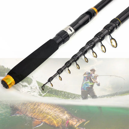 Carbon Fiber Spinning Rod Telescopic Travel Fishing Pole, Travel Rod