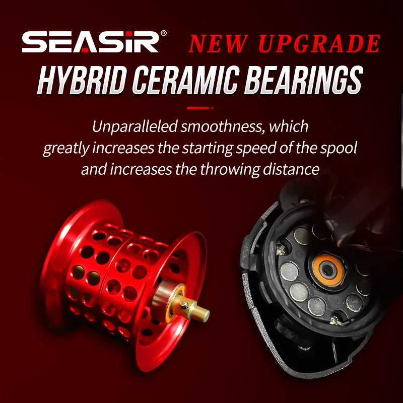 Seasir Mansory Baitcasting Fishing Reel 146g Ultralight Carbon 11+1 7.3:1 HS Ratio Hybrid Ceramic Bearing Double Spools