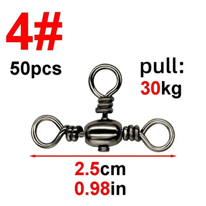 50PCS/Bag Fishing Accessories Black Nickel T-Swivel, for 3-Way Rigging